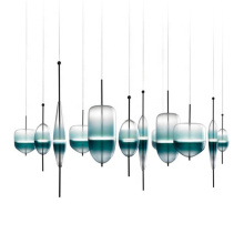 Lampe suspendue décorative en fer de cuisine hôtel restaurant lampes suspendues LED en verre bleu moderne nordique